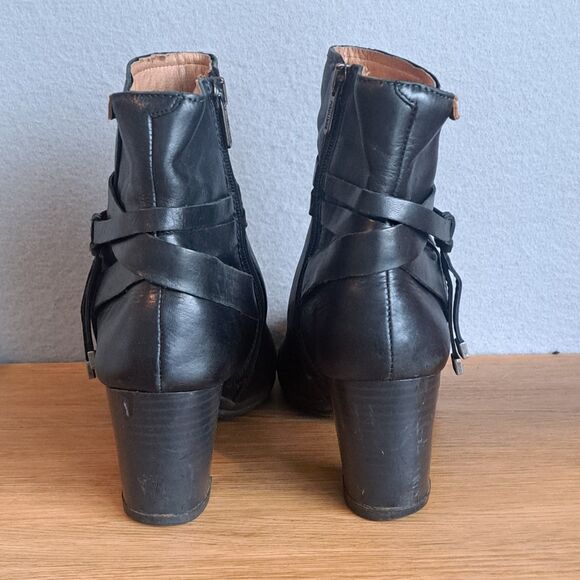 Pikolinos Verona Women 38 7.5 Black Leather Mid-Calf Zip Boots Ankle Heels - Picture 3 of 11